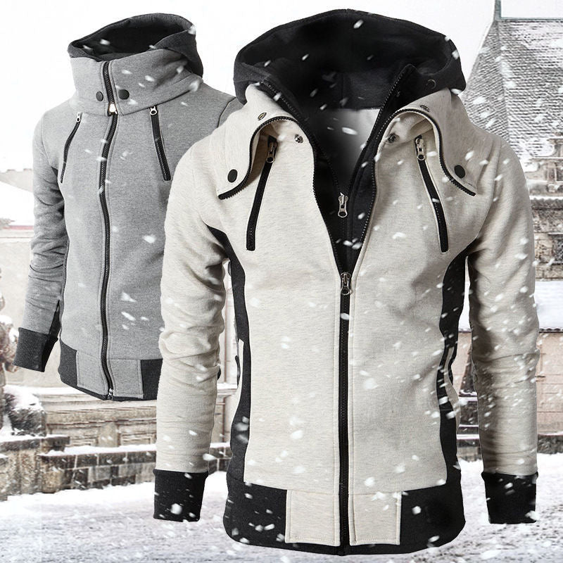 Herren Kapuzenjacke Modern mit Kontraststreifen und Reißverschlusstaschen - BerlinGlamour