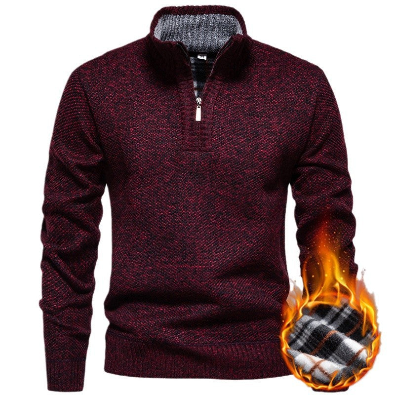 Herren Strickpullover Modern Halbzipp Reißverschluss