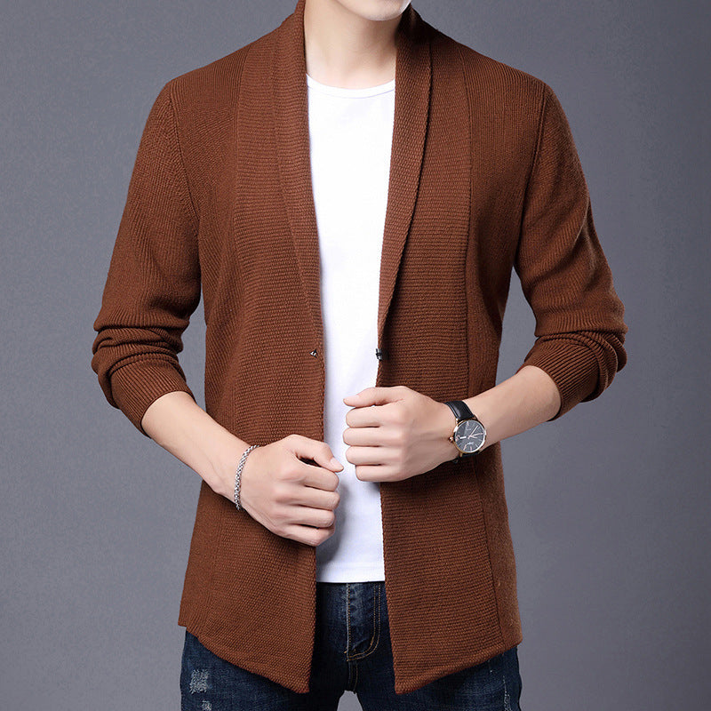 Herren Strickjacke Langarm Modern Schalkragen Asymmetrisch