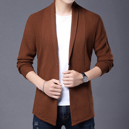 Herren Strickjacke Langarm Modern Schalkragen Asymmetrisch