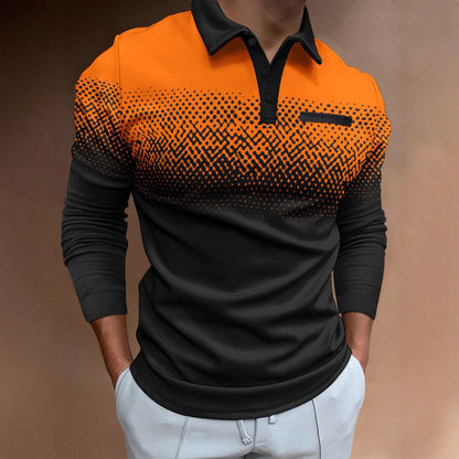 Herren Poloshirt Modern Farbverlauf Kontrastdetails Stylisch
