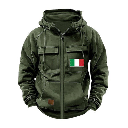 Herren Kapuzenjacke Modern mit Taschen und verstellbarem Kragen
