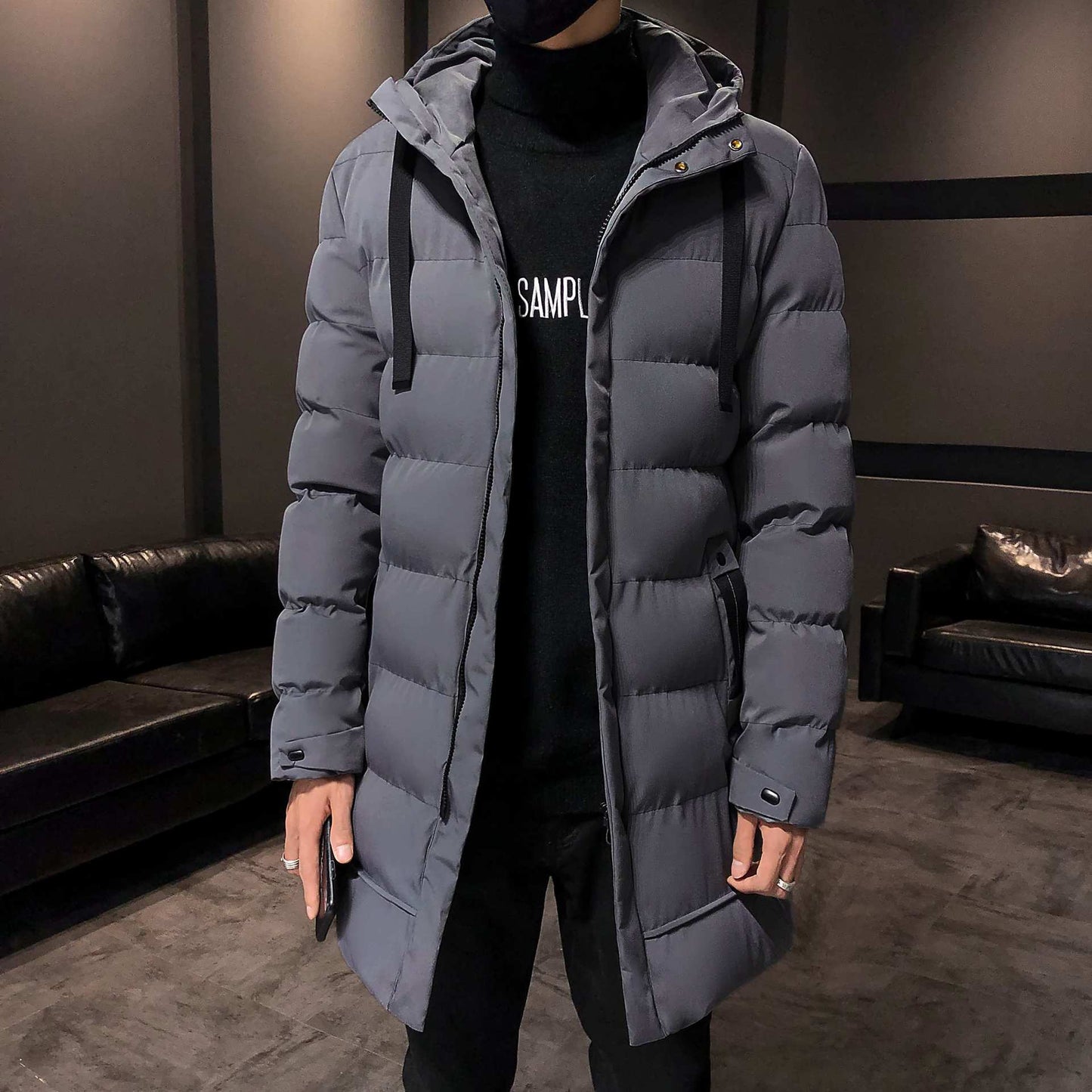 Herren Winterparka Isoliert Pufferjacke Kapuze Warm