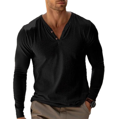 Herren Langarmshirt Mit Henleyausschnitt Modern