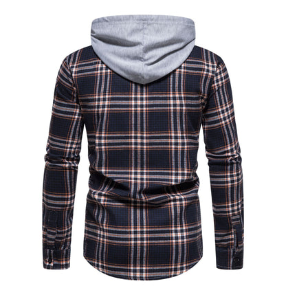 Herren Steppjacke Karomuster Modern Kapuze