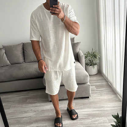 Herren Sportset Kurzarm T-Shirt und Shorts Atmungsaktiv