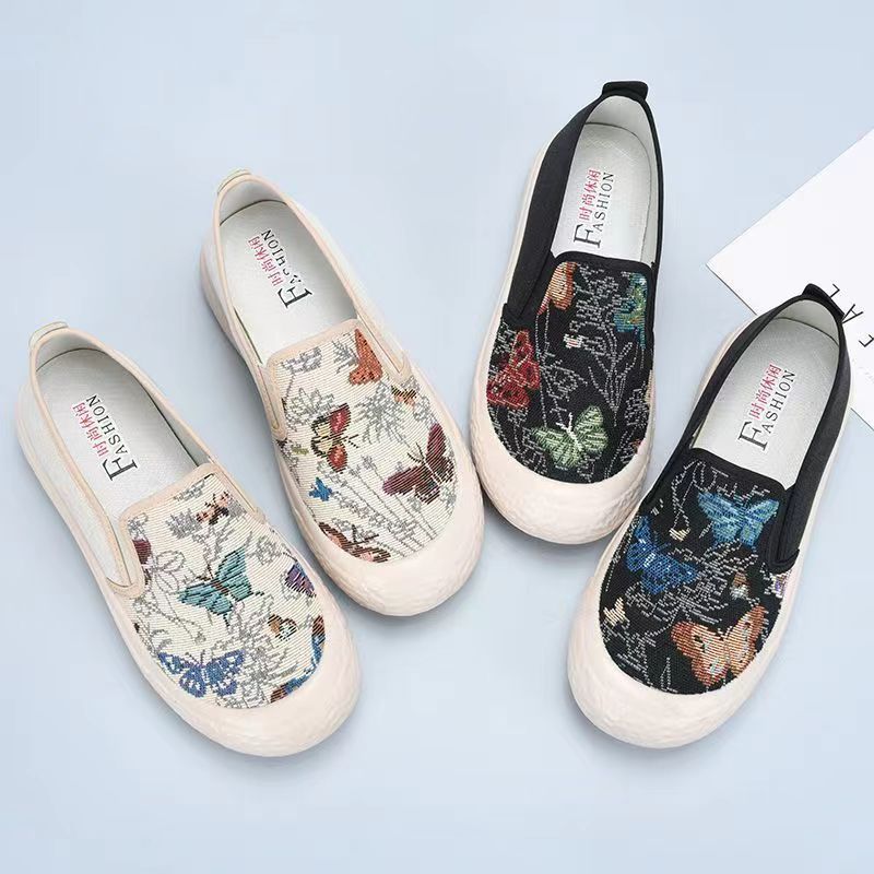 Bunte Damen Slip-On Schuhe Schmetterlingsmuster