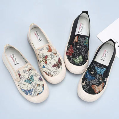 Bunte Damen Slip-On Schuhe Schmetterlingsmuster