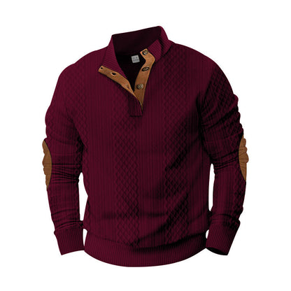 Herren Pullover Stehkragen Modern Leder Details