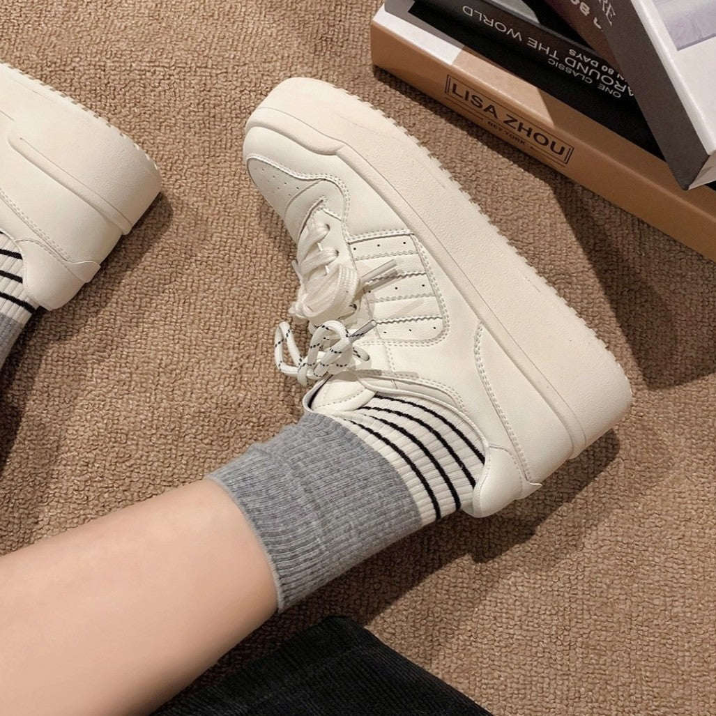 Damen Sneaker Platform Bequem Modisch Schnürschuhe