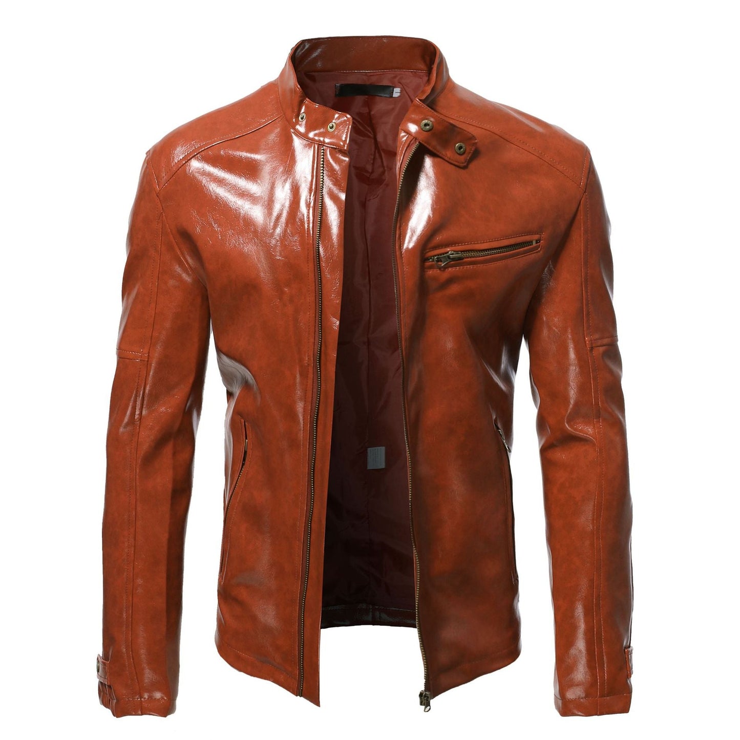 Herren Lederjacke Echtes Leder Schwarz Bikerstil