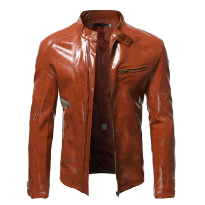 Herren Lederjacke Echtes Leder Schwarz Bikerstil