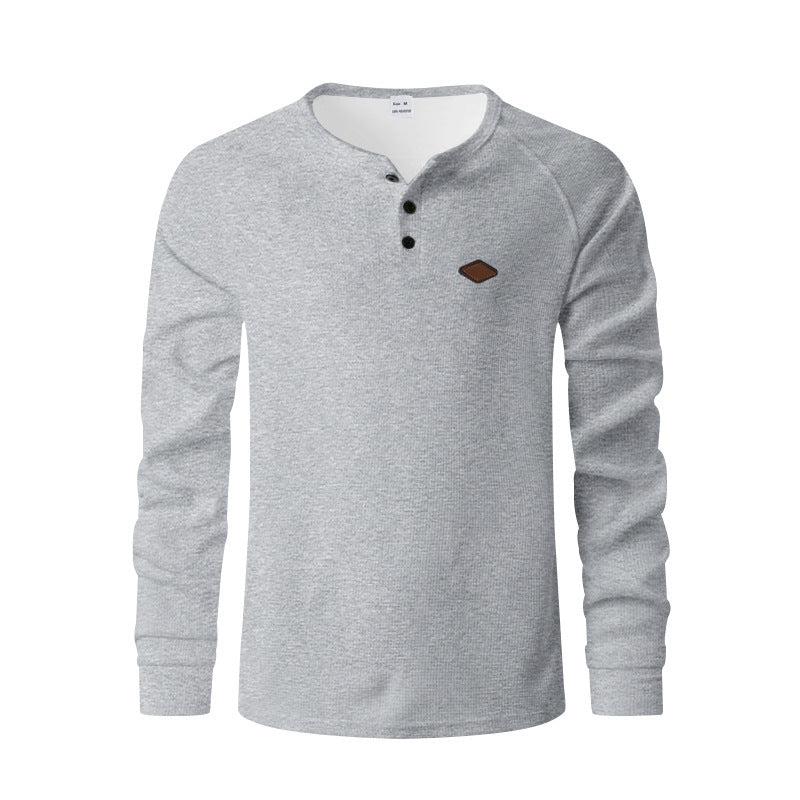 Herren Langarmshirt Modern mit Knöpfen und Struktur Optik