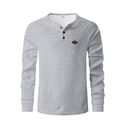 Herren Langarmshirt Modern mit Knöpfen und Struktur Optik