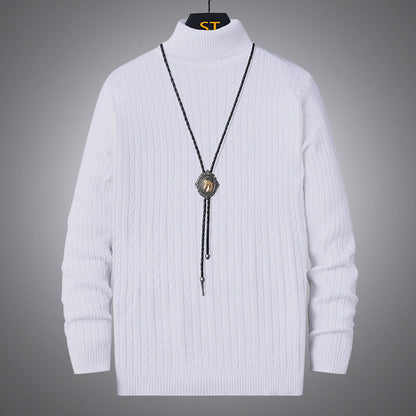 Herren Pullover Rollkragen Strick Zopfmuster Modern