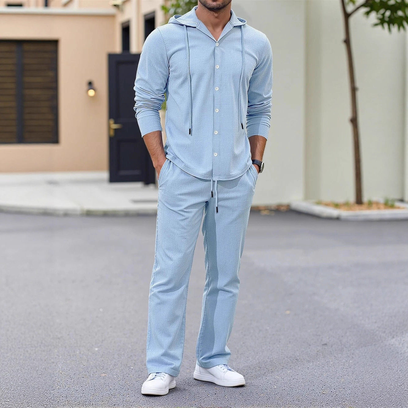 Herren Sportset Mit Kapuze Elastischer Bund Modern