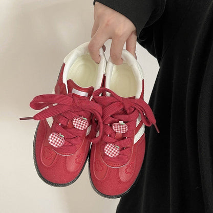 Damen Sneaker Apfel Motiv Weich Laufsohle