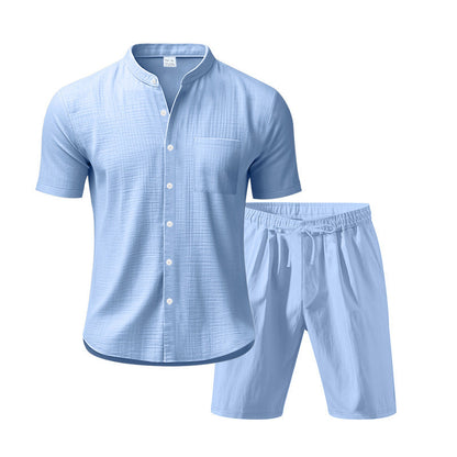 Herren Sommer Outfit kurzärmliges Hemd elastische Shorts