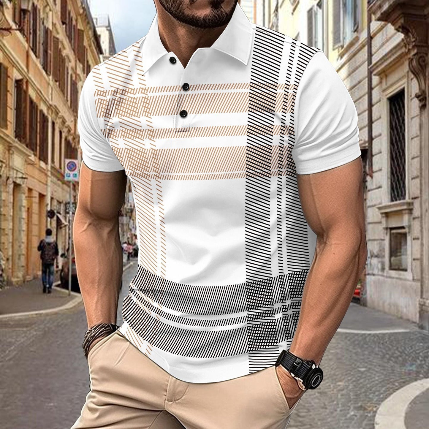 Herren Polohemd Gestreift Modern Sportlich