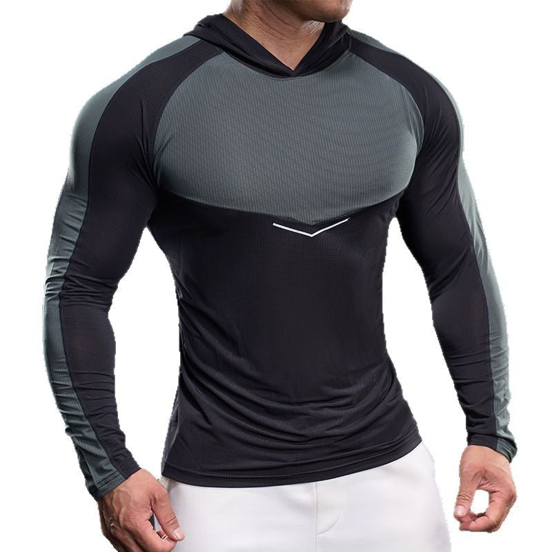 Herren Funktionsshirt Langarm Kapuze Atmungsaktiv Sportlich