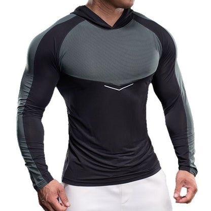 Herren Funktionsshirt Langarm Kapuze Atmungsaktiv Sportlich