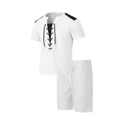 Herren Sportset Kurzarm mit Schnürung Modern - BerlinGlamour