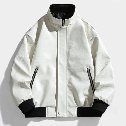 Herren Lederjacke Lässig Steppmuster Modern