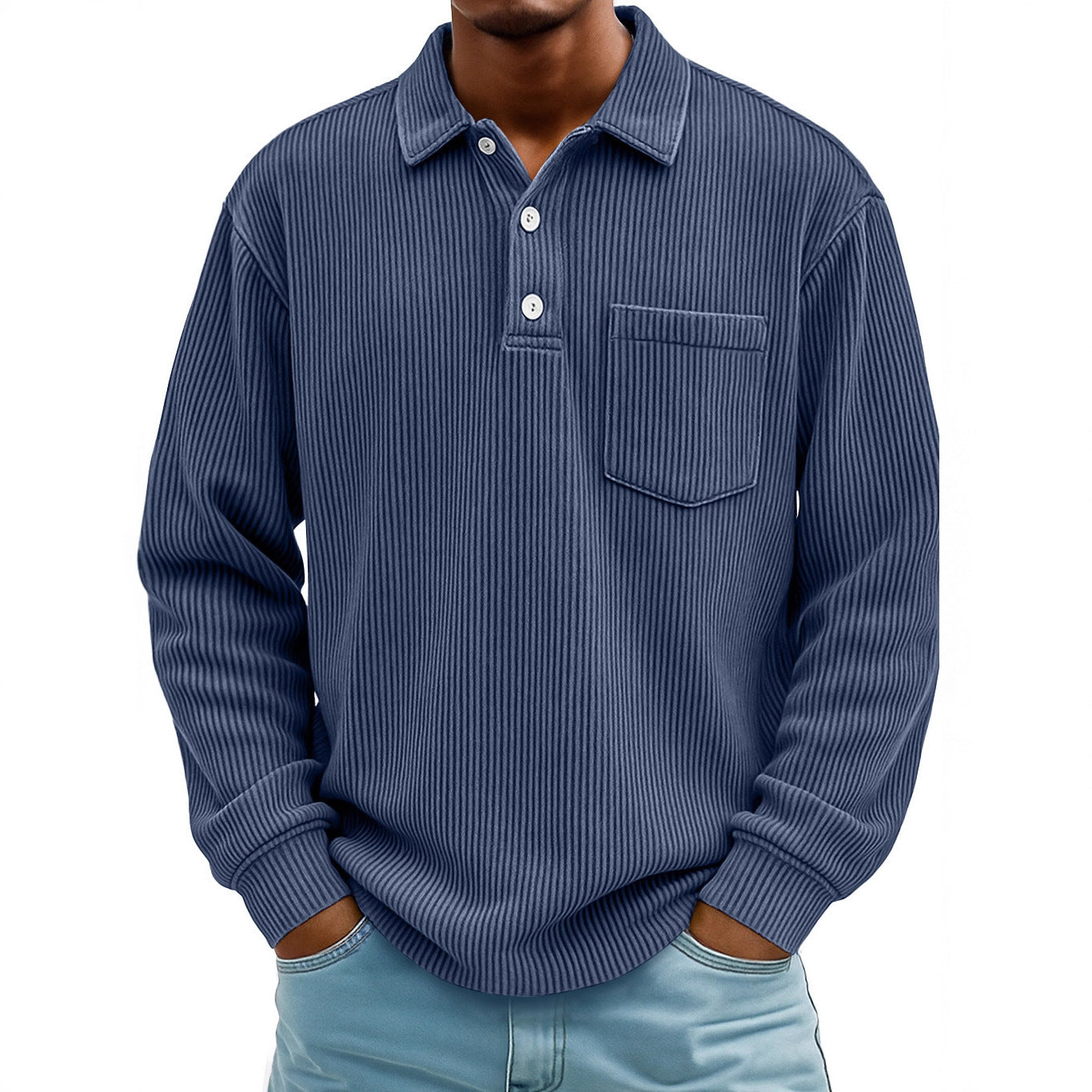Herren Poloshirt Lässig Longsleeve Strukturiert Modern - BerlinGlamour