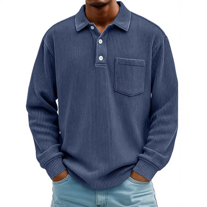 Herren Poloshirt Lässig Longsleeve Strukturiert Modern - BerlinGlamour