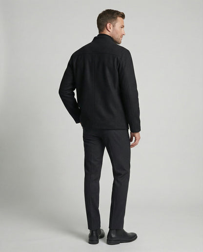 Herren Blazer Slim Fit Wollmix Rundhals Modern