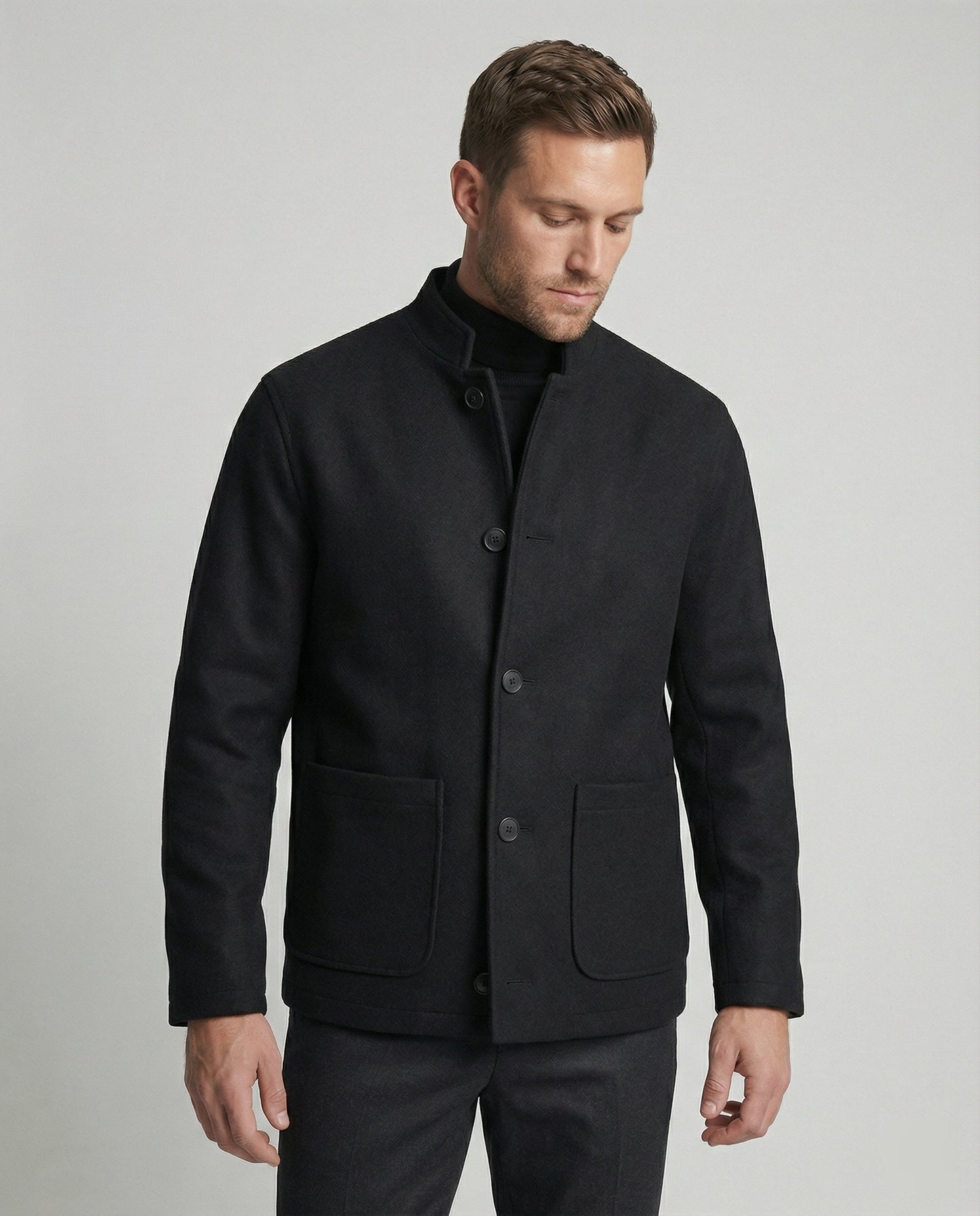 Herren Blazer Slim Fit Wollmix Rundhals Modern - BerlinGlamour