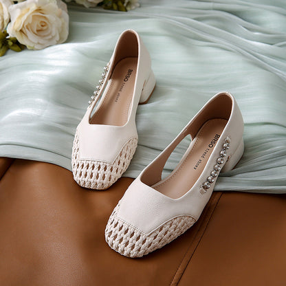 Damen Ballerinas Glänzend Flechtmuster Modern - BerlinGlamour