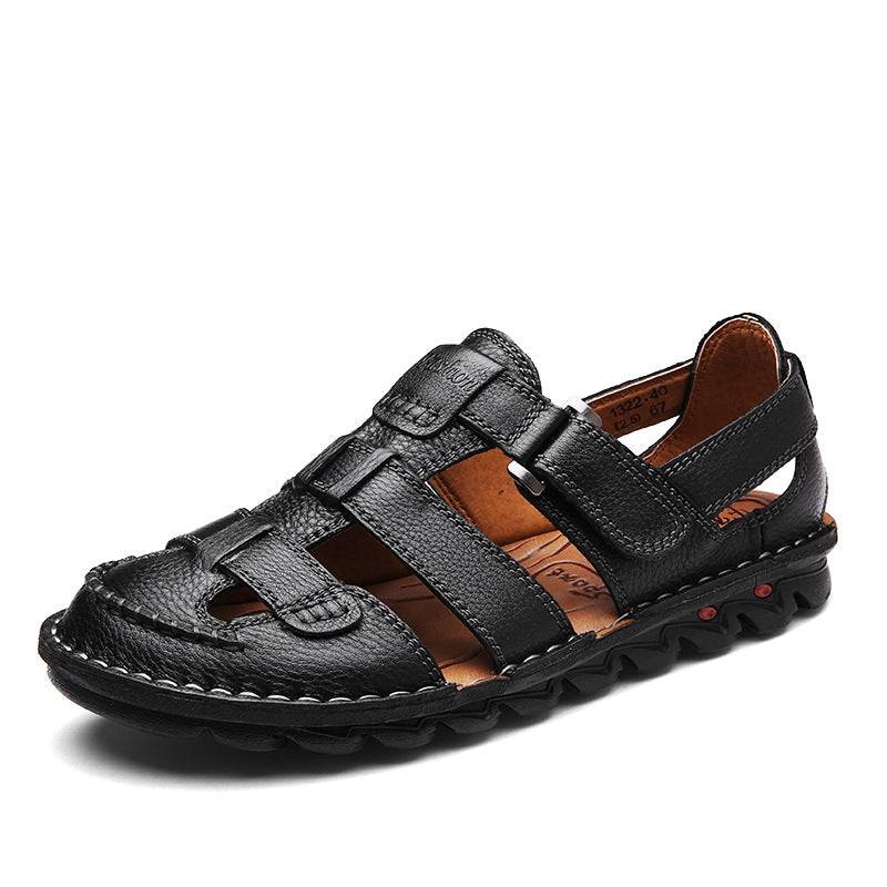 Herren Ledersandalen Bequem Verstellbar Rutschfest Sommer