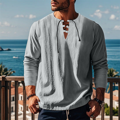Modernes Langarmshirt mit Schnürung und V-Ausschnitt Berlin-Glamour