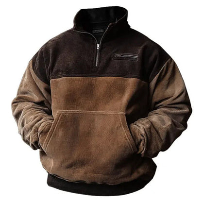 Herren Stehkragenpullover Soft Samtig mit Taschen