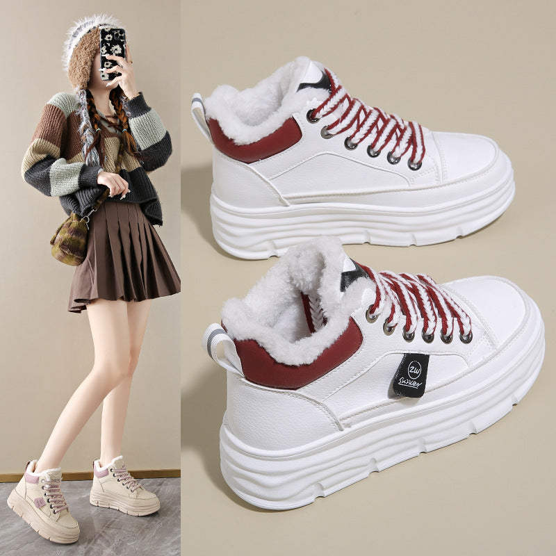 Damen Sneaker High Top Kuschelig Warm mit Profilsohle - BerlinGlamour