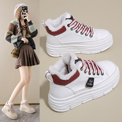 Damen Sneaker High Top Kuschelig Warm mit Profilsohle - BerlinGlamour