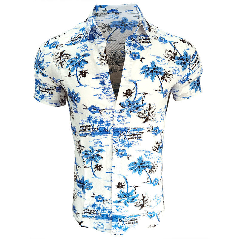Herren Hemd Kurzarm Blumenmuster Modern