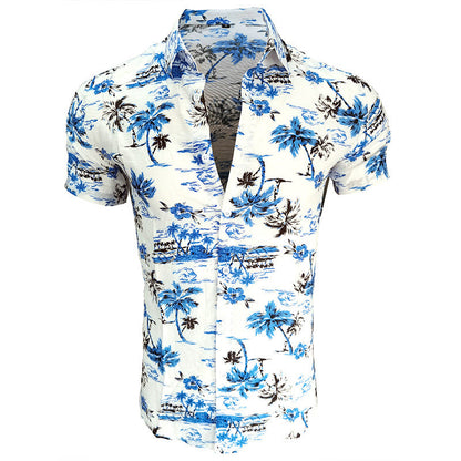 Herren Hemd Kurzarm Blumenmuster Modern