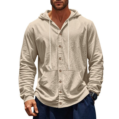 Herren Kapuzenpullover Mit Knöpfen und Taschen Modern