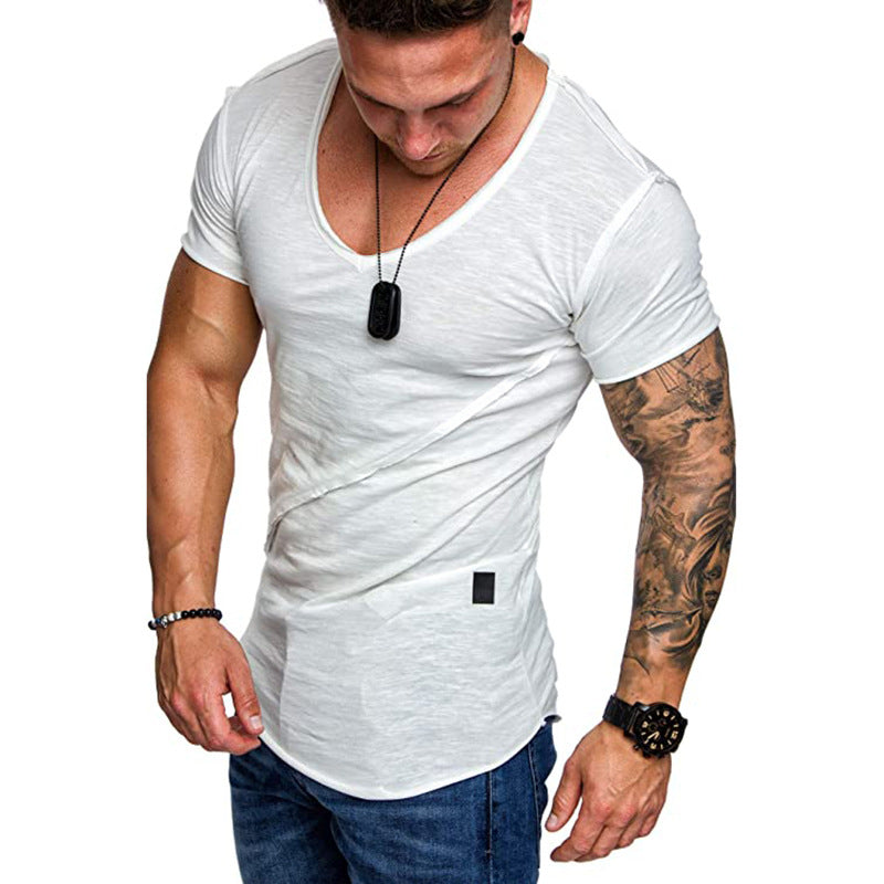 Herren T-Shirt V-Ausschnitt Hochwertig Strukturiert