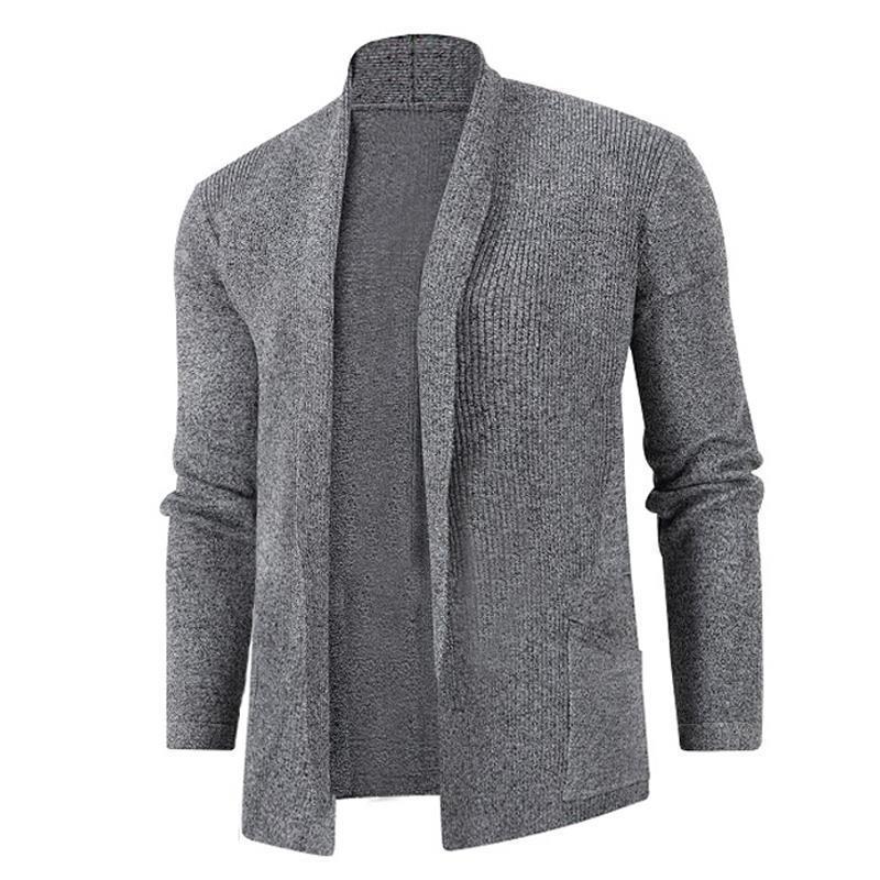 Herren Strickjacke Offener Kragen Elegant Rippdesign