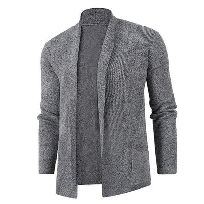 Herren Strickjacke Offener Kragen Elegant Rippdesign