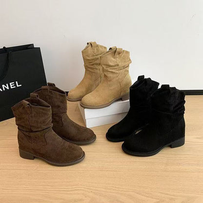 Damen Stiefeletten Bequem Blockabsatz Lässig