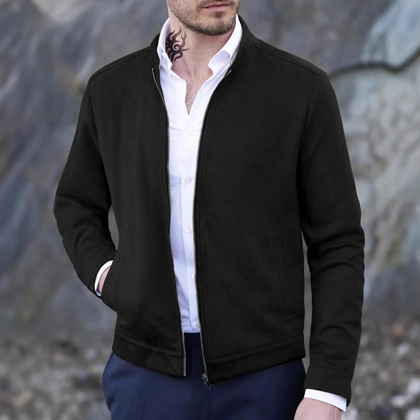 Herren Fleecejacke Stehkragen Weich Warm Modern