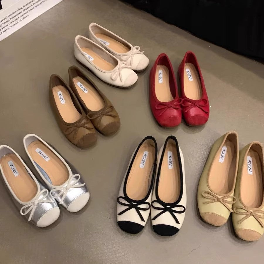 Damen Ballerinas Schimmernde Glanz Oberfläche Verspieltes Design