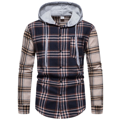 Herren Steppjacke Karomuster Modern Kapuze