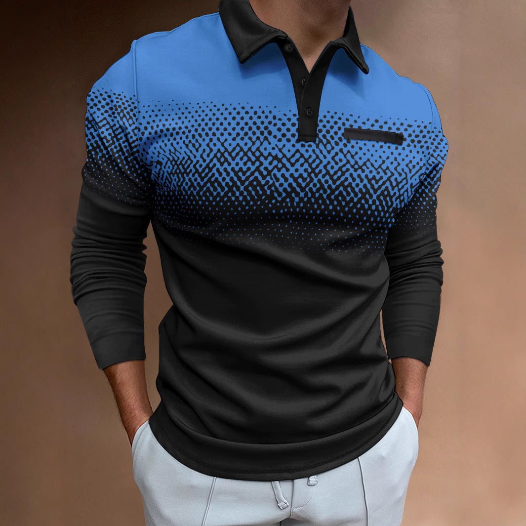 Herren Poloshirt Modern Farbverlauf Kontrastdetails Stylisch