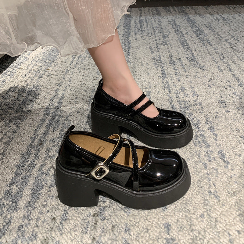 Damen Pumps Hochzeitsschuhe Glänzend mit Doppelriemen