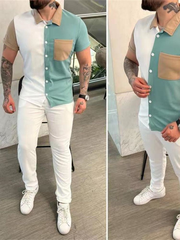 Herren Sportset Kurzarm Kontrastdetails Modern - BerlinGlamour